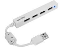 Speedlink Snappy Slim USB Hub - Passieve 4-poorts hub met USB 2.0, Gegevensoverdracht tot 480 Mbit / S, Geïntegreerde connector, Installatie zonder stuurprogramma - wit
