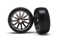 Tires & wheels, assembled, glued (12-spoke black chrome wheels, slick tires) (2) - thumbnail