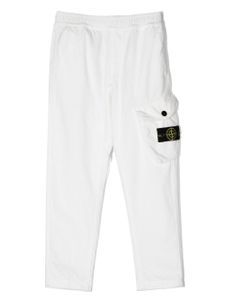 Stone Island Junior pantalon droit à détails en velours côtelé - Blanc