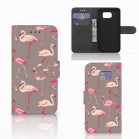 Samsung Galaxy S6 | S6 Duos Telefoonhoesje met Pasjes Flamingo