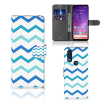 Motorola One Vision Telefoon Hoesje Zigzag Blauw