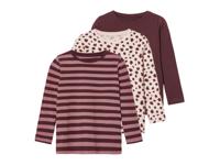 lupilu 3 kindershirts met lange mouwen  (110/116, Strepen/gevlekt/roze/bordeaux rood)