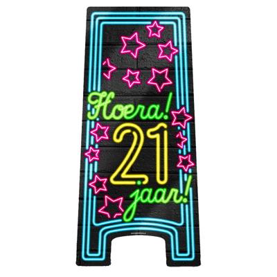 NEON Partybord hoera 21 jaar