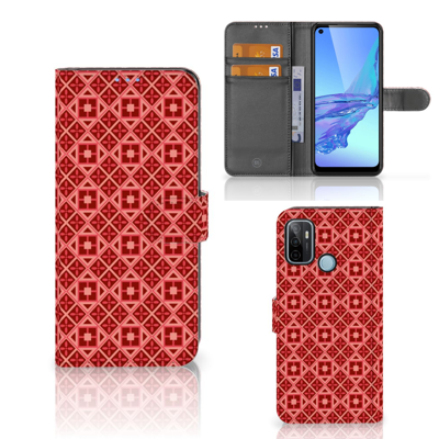 OPPO A53 | OPPO A53s Telefoon Hoesje Batik Rood OPPO A53 | OPPO A53s Telefoon Hoesje Batik Rood