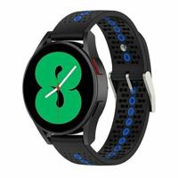By Qubix - Compatible met Garmin Forerunner 255 - Dot Pattern bandje - Zwart met blauw - Compatible Garmin bandje - Bandbreedte: 22mm