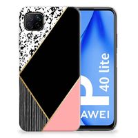 Huawei P40 Lite TPU Hoesje Zwart Roze Vormen