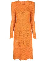 Ermanno Scervino robe en dentelle à manches longues - Orange