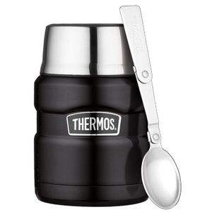 RVS Thermos voedseldrager / isoleerbeker voor eten 470 ml zwart