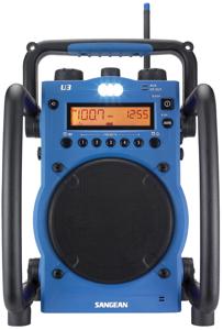 Sangean U-3 Bouwradio VHF (FM), Middengolf AUX Spatwaterbestendig, Stofdicht, Stofvast, Zaklamp Blauw