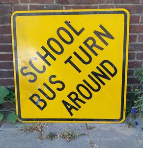 School Bus Turn Around Metalen Straatbord - Origineel - 77 x 77cm