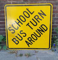 School Bus Turn Around Metalen Straatbord - Origineel - 77 x 77cm - thumbnail