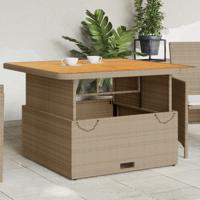 Tuintafel 110x110x71 cm poly rattan en acaciahout beige - thumbnail