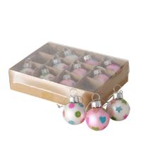 Boltze Home Kerstbal Glas Holy 12 Stuks In Doosje- Roze En Wit Gestippeld