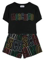 Moschino Kids ensemble haut-short en coton à logo imprimé - Noir - thumbnail