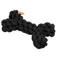 D&D Home, Hondenspeelgoed met tanding Rope Toy S - 19 cm zwart, speelgoed, 100% katoen, draagt bij aan gezonde tanden en tandvlees, ideaal voor trekken, speeltouw in botvorm