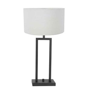 Steinhauer Zwarte schemerlamp Stanger met witte kap 8211ZW