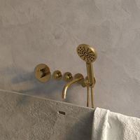 Badkraan Inbouw Set Brauer Gold Edition Thermostatisch met Uitloop en Handdouche 3-Standen Geborsteld Goud Brauer - thumbnail