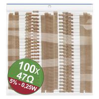 Quadrios 22P063 22P063 Koolfilmweerstand assortiment 47 Ω Axiaal bedraad 0.25 W 5 % 1 set(s)