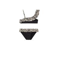 Mango Kids crop bikini met ruches zwart/wit