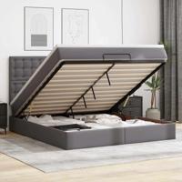 vidaXL Ottoman bed met matras en LED's 160x200cm kunstleer grijs