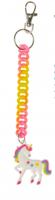 LG Imports sleutelhanger spiraal eenhoorn roze/geel 18 cm