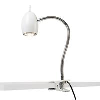 QAZQA - Modern Design klemspot wit met flexarm - Egg | Woonkamer | Slaapkamer | Keuken | Nachtkastlamp - Metaal Rond - GU10 Geschikt voor LED - Max. 1 x 50 Watt