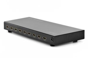 Digitus DS-43302 8 poorten HDMI-splitter Met metalen behuizing, Ultra HD-geschikt, Met aluminium behuizing, LED-weergave 1920 x 1200 Pixel Zwart