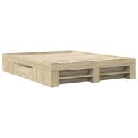 VidaXL Bedframe Bewerkt Hout Sonoma Eikenkleurig 150x200 cm, Ombouw, Boxspring, Bedbodem, Slaapkamermeubel, Stapelbed, Twijfelaar