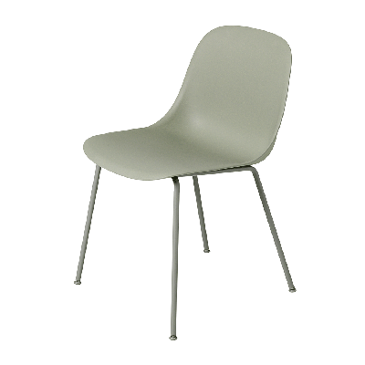 Muuto Fiber Side Chair Stoel, stalen poten Saliegroen