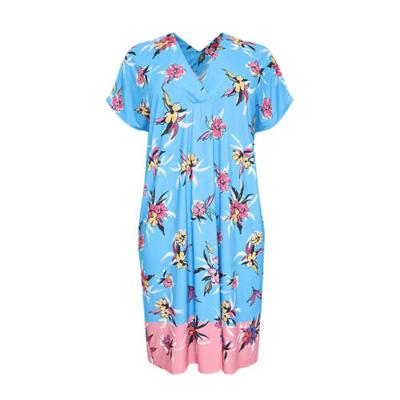 Yoek gebloemde jurk blauw/roze/wit