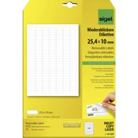 Sigel LA202 Universele etiketten 25.4 x 10 mm Papier Wit 4725 stuk(s) Weer verwijderbaar Inkjet, Laser (zwart/wit), Laser (kleur), Kopiëren (zwart/wit),