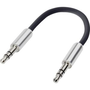 SpeaKa Professional SP-7870496 Jackplug Audio Aansluitkabel [1x Jackplug male 3,5 mm - 1x Jackplug male 3,5 mm] 10.00 cm Zwart SuperSoft-mantel