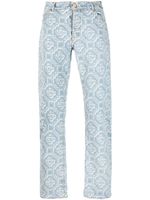 Casablanca jean droit à motif monogrammé - Bleu