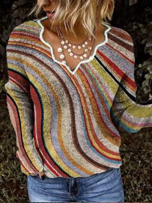 Shift Knitted Long Sleeve Stripes Shirts & Tops Shift Knitted Long Sleeve Stripes Shirts & Tops