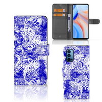 Telefoonhoesje met Naam OPPO Reno 4 Pro 5G Angel Skull Blauw