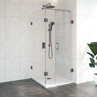 Douchecabine Compleet Just Creating Profielloos 3-Delig Dubbel Draaibaar 90x90 cm Gunmetal Sanitop