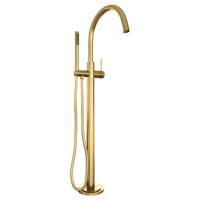 Badkraan Vrijstaand Brauer Gold Edition Mengkraan Rond Geborsteld Goud PVD 1 Greeps met Staafhanddouche