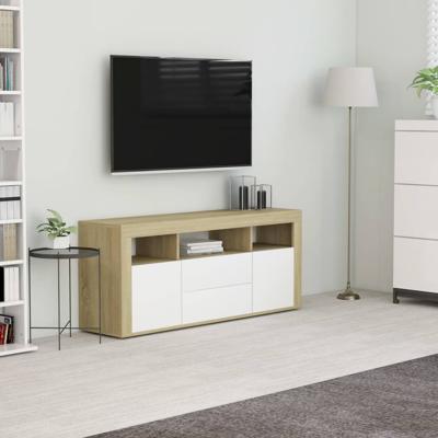 vidaXL Tv-meubel 120x30x50 cm spaanplaat wit en sonoma eikenkleurig vidaXL Tv-meubel 120x30x50 cm spaanplaat wit en sonoma eikenkleurig
