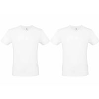 Set van 2x stuks wit basic t-shirt met ronde hals voor heren van katoen, maat: L (52) - thumbnail