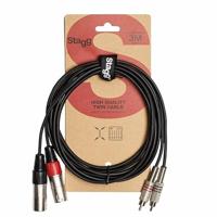 Stagg STC3CMXM 3m S-serie dubbele RCA-kabel van mannelijk naar dubbel XLR mannelijk
