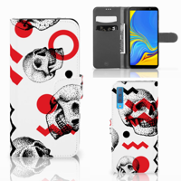 Telefoonhoesje met Naam Samsung Galaxy A7 (2018) Skull Red