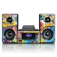 Lenco MC-020, Compacte Stereo Installatie Met Bluetooth, USB En Fm-Radio (Wekfunctie, USB-Oplader, Aux, Koptelefoonaansluiting) 2 X 5 Watt (Rms), Tags