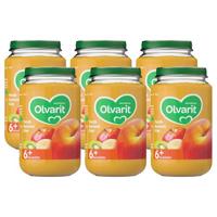 Olvarit Perzik Banaan Kiwi - fruithapje voor baby's vanaf 6+ maanden - 6x200 gram babyvoeding in een fruitpotje