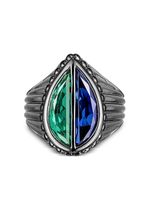 Anabela Chan bague Emerald Pear Signet en or noir 18ct - Bleu