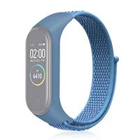 By Qubix - Nylon Geweven Bandje Compatible met Xiaomi Mi Band 3/4 / 5/6 / 7 - Blauw - Compatible Xiaomi bandje