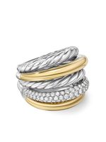 David Yurman bague en or 18ct et argent Sterling pavée de diamants - thumbnail