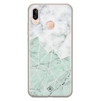 Huawei P20 Lite siliconen telefoonhoesje - Marmer mint mix