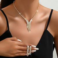 Bruidssieradensets 2 Strass Gesimuleerde diamant 1 Ketting Oorbellen Dames Klassiek Zoet Schattig Kwastje Liefde Kostbaar Sieraden set Voor Bruiloft Lahja Lightinthebox