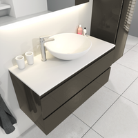 SaniGoods Sally badkamermeubel 100cm grijs glans met Solid Surface waskom rond - thumbnail