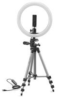 CULLMANN - 52103 - Alpha 1000 statief vlogging kit BT m. LED-ringlicht en Bluetooth-trigger (uittrekhoogte 134 cm, verpakkingsmaat 37 cm, met 3-weg kop, max. draagkracht 1 kg, gewicht 750 g), zwart